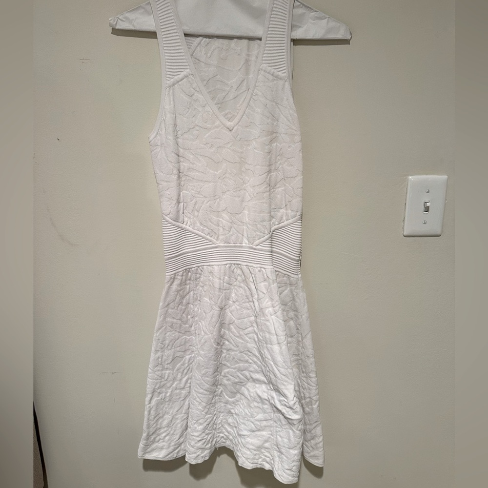 Parker white textured mini dress